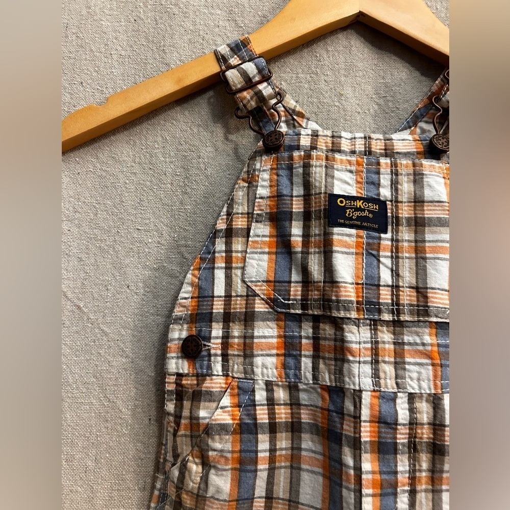 Vintage Osh Kosh B'Gosh Vestbak plaid Logo Overalls Size 18 month - Picture 5 of 10